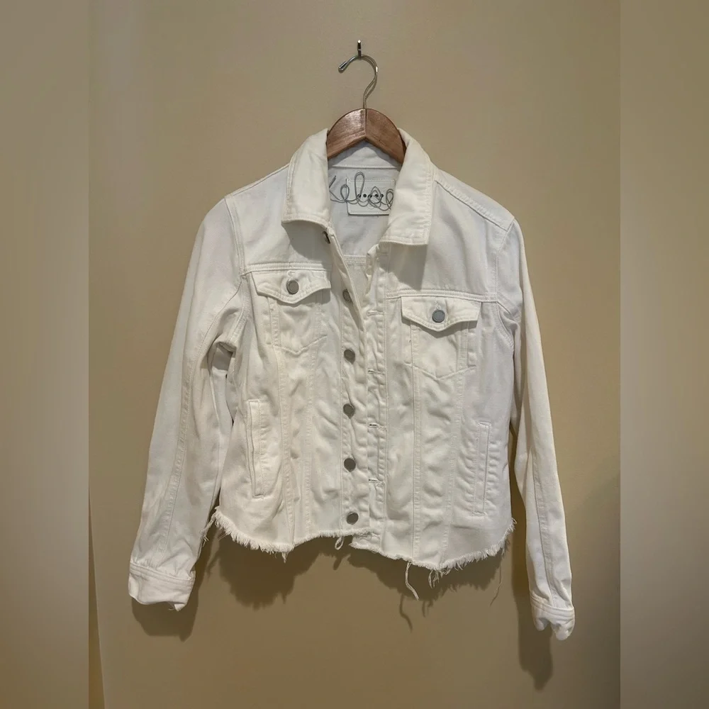 Blank NYC Off-White Distressed Denim Jacket Size Small - Picture 2 of 6